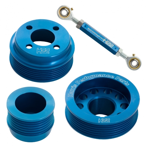H22 Pinto Aluminium Pulley Set Blue With Tensioner