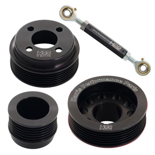 H22 Pinto Aluminium Pulley Set Black With Tensioner