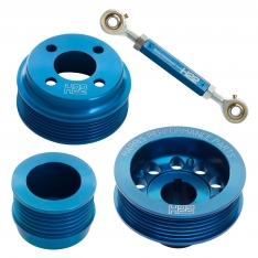H22 Xflow Aluminium Pulley Set Blue With Tensioner